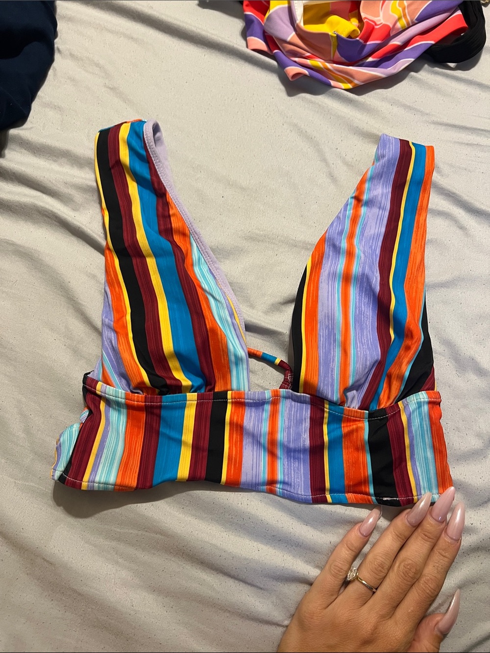 Colorful Striped Bikini Top